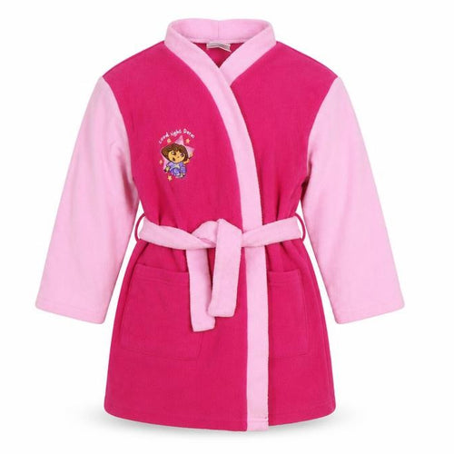 Nick Jr Girls Pink Solid Polyester Kimono Gown Size 2-3 Years Tie - Dora The Explorer