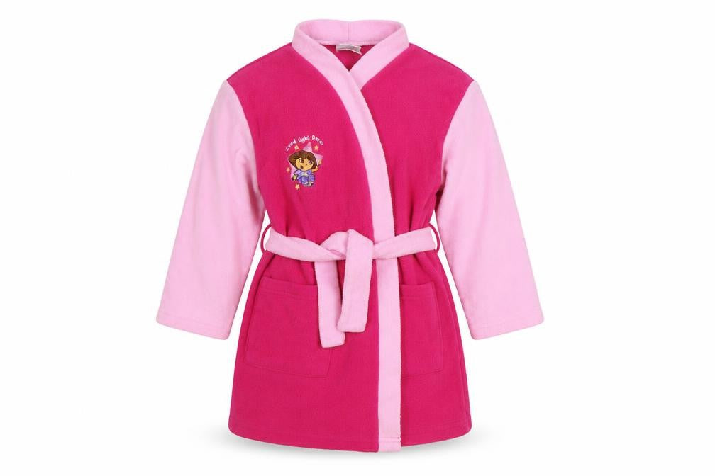 Nick Jr Girls Pink Solid Polyester Kimono Gown Size 2-3 Years Tie - Dora The Explorer