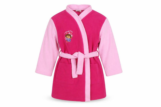 Nick Jr Girls Pink Solid Polyester Kimono Gown Size 2-3 Years Tie - Dora The Explorer