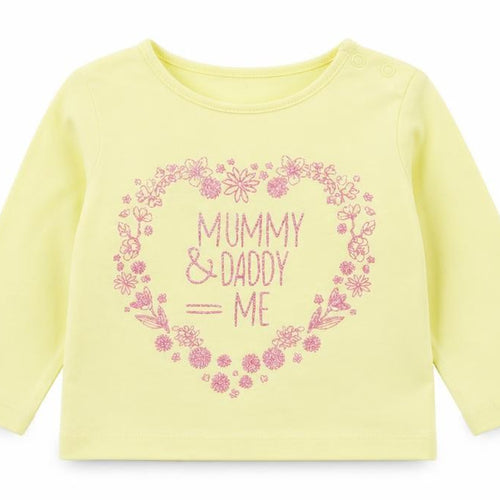 Dopo Dopo Girls Yellow 100% Cotton Basic T-Shirt Size 6-9 Months Round Neck Snap - Mummy and Daddy = Me