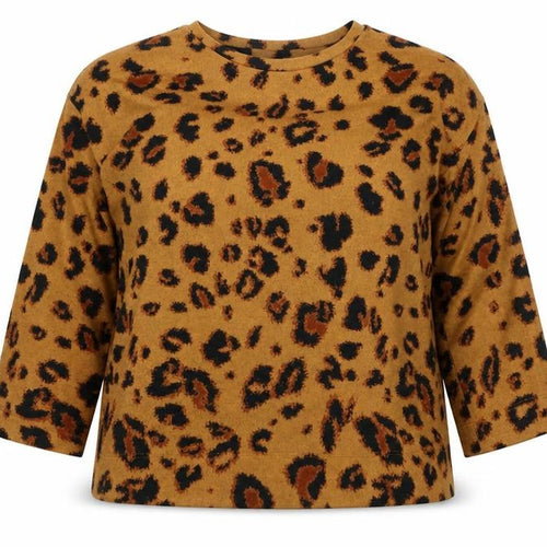 F&F Womens Yellow Round Neck Animal Print Polyester Pullover Jumper Size 14 - Leopard Print