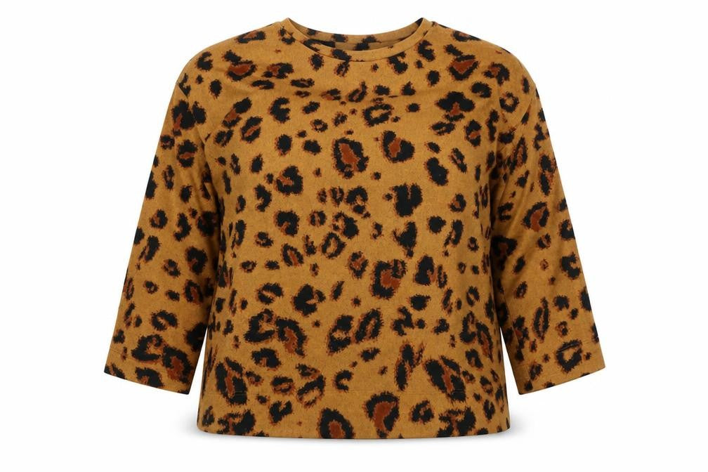 F&F Womens Yellow Round Neck Animal Print Polyester Pullover Jumper Size 14 - Leopard Print