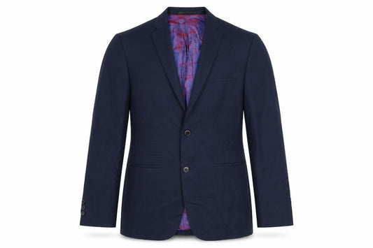 Front view of Stonebridge men’s blue polyester jacket suit jacket, size 36