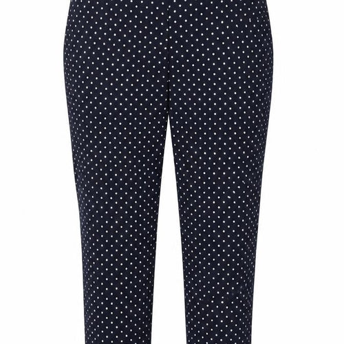 Savida Womens Blue Polka Dot Cotton Carrot Trousers Size 14 L25 in Regular Button