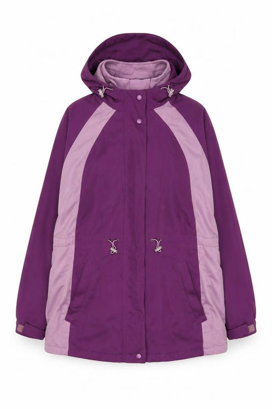 Front view of Bonmarché women’s purple jacket, size M, zip