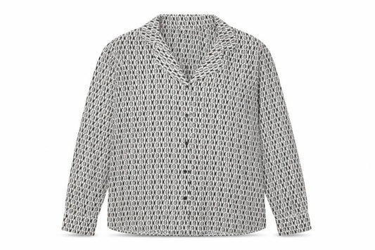 Front view of Next women’s multicoloured geometric polyester basic button-up, size UK 12, collared