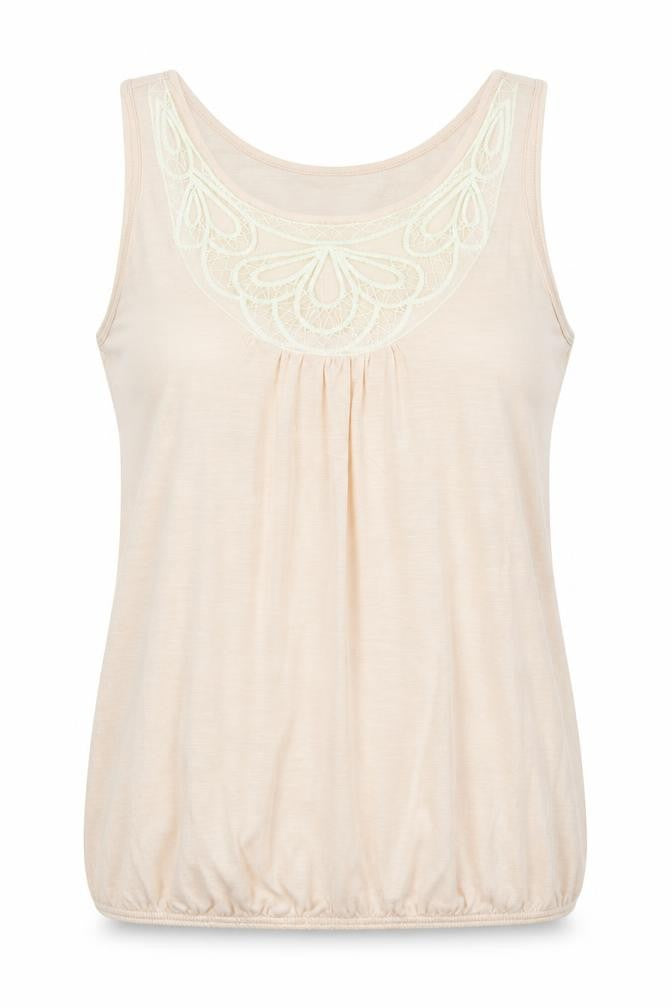 Front view of Dorothy Perkins women’s pink cotton basic tank, size UK 14, round neck