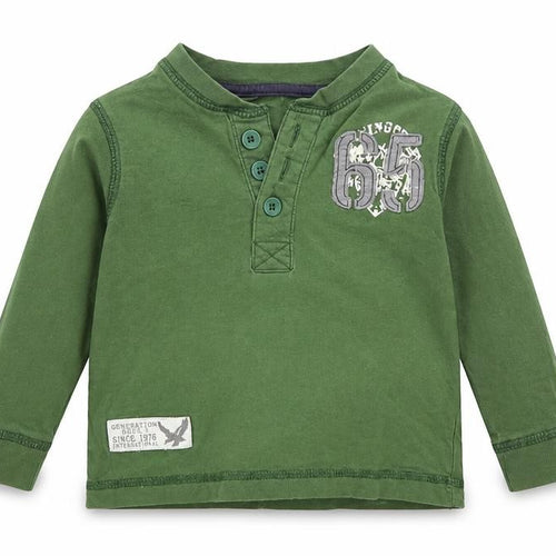 Dunnes Stores Baby Green Cotton Pullover T-Shirt Size 12-18 Months Henley Button