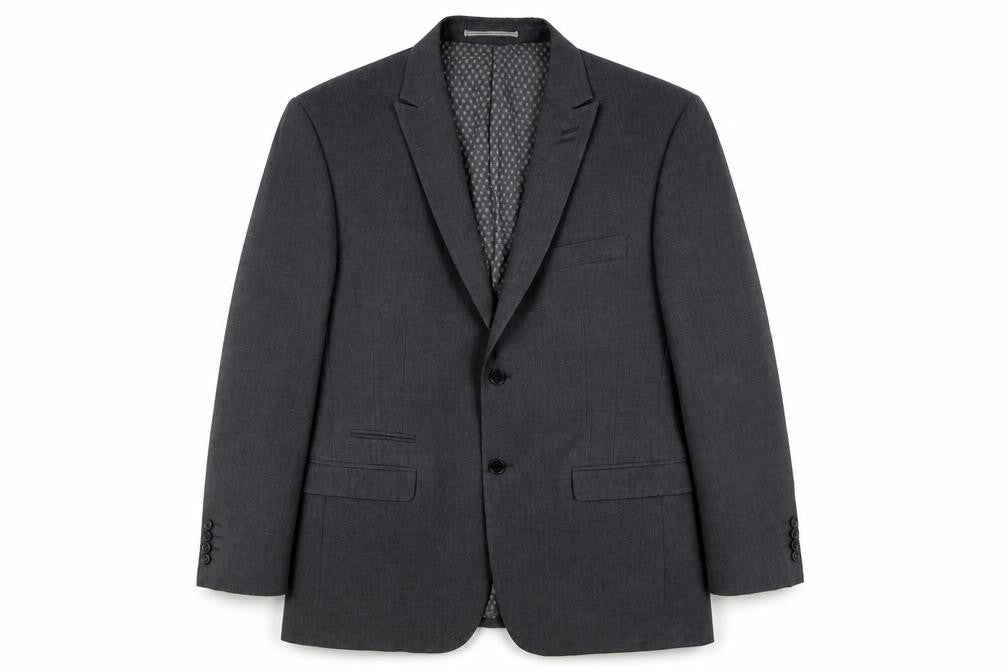 Front view of Skopes men’s grey polyester jacket suit jacket, size 40