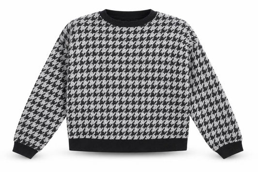 Front view of New Look women’s multicoloured crew neck herringbone viscose jumper, size M