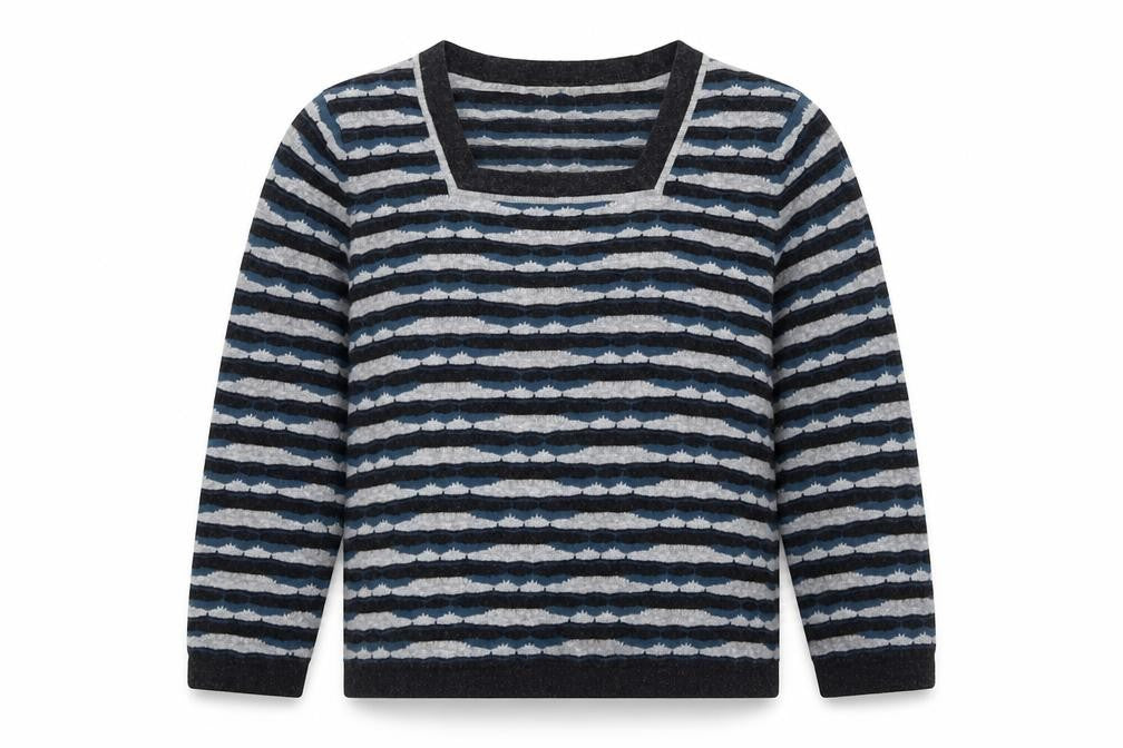 Country Casuals Womens Multicoloured Square Neck Striped Cotton Pullover Jumper Size S