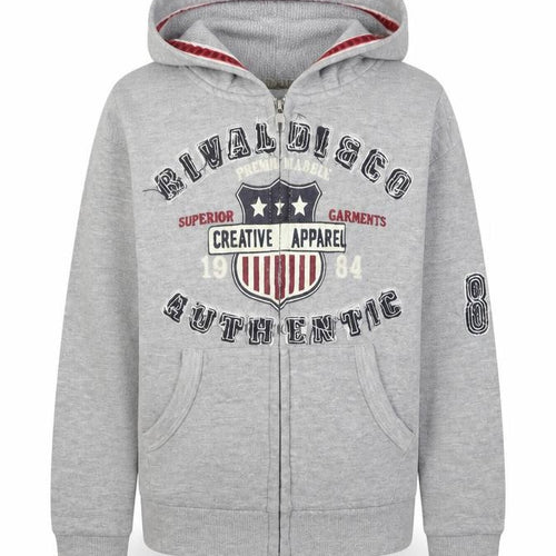 Rivaldi Boys Grey Cotton Full Zip Hoodie Size 6 Years Zip