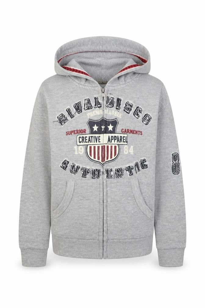 Rivaldi Boys Grey Cotton Full Zip Hoodie Size 6 Years Zip