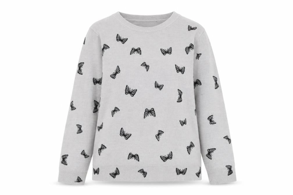 Marks and Spencer Womens Grey Round Neck Geometric Acrylic Pullover Jumper Size 12 - Butterfly