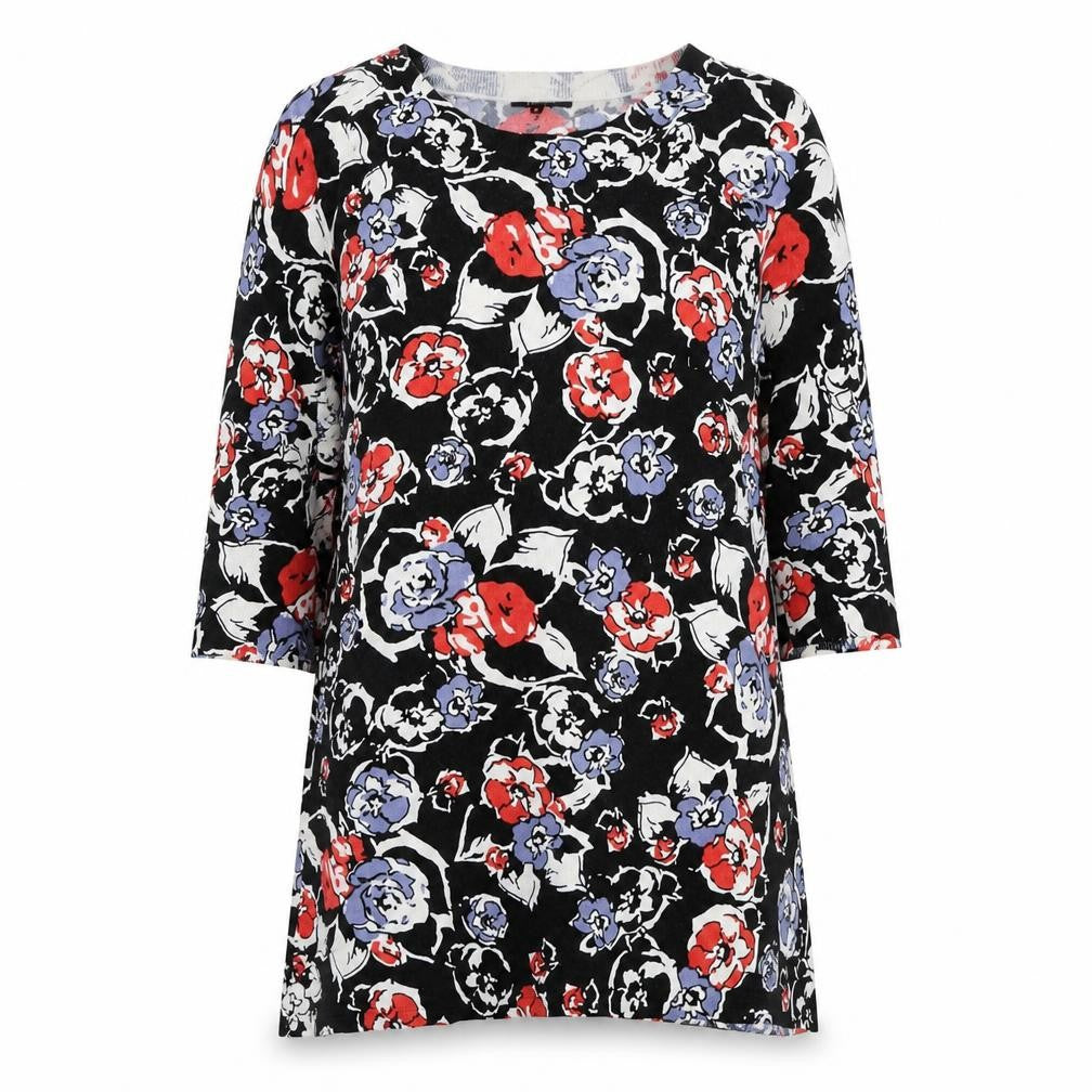 Papaya Womens Black Round Neck Floral Acrylic Pullover Jumper Size 12