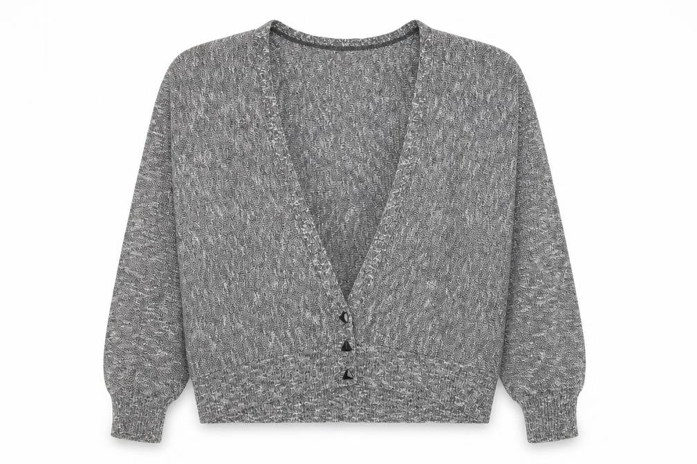 Preworn Womens Grey V-Neck Polyester Cardigan Jumper Size L