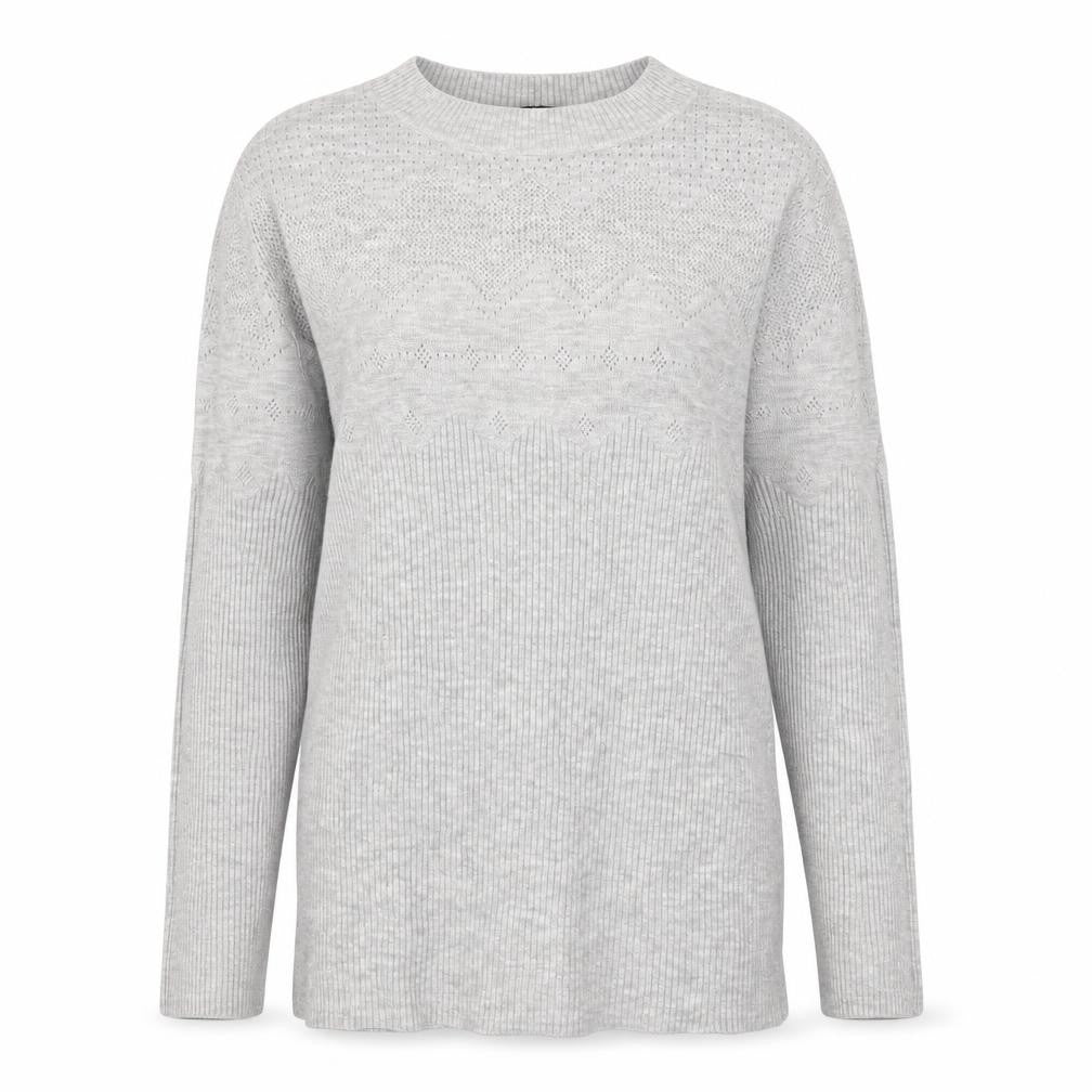 Front view of Warehouse women’s grey high neck viscose jumper, size UK 10