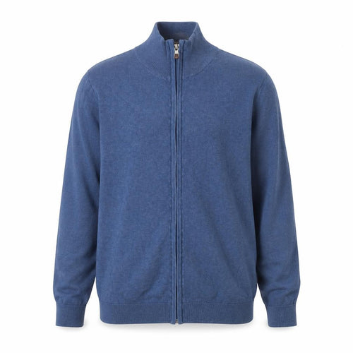 Tom Taylor Mens Blue High Neck Cotton Full Zip Jumper Size M