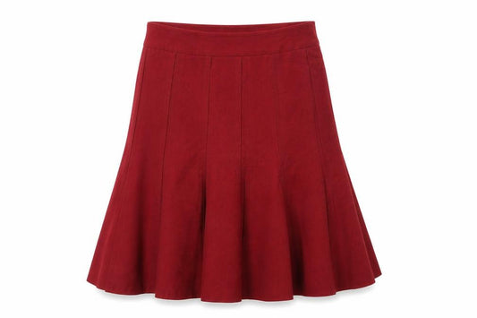 Front view of BHS women’s red polyester trumpet skirt, size UK 30, zip