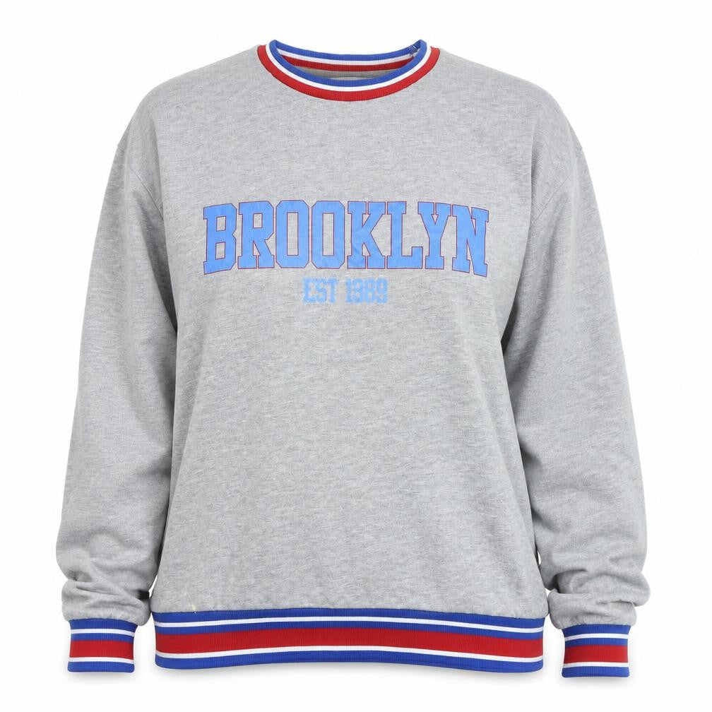 Front view of cervello women’s grey cotton pullover sweatshirt, size UK 12, pullover - brooklyn