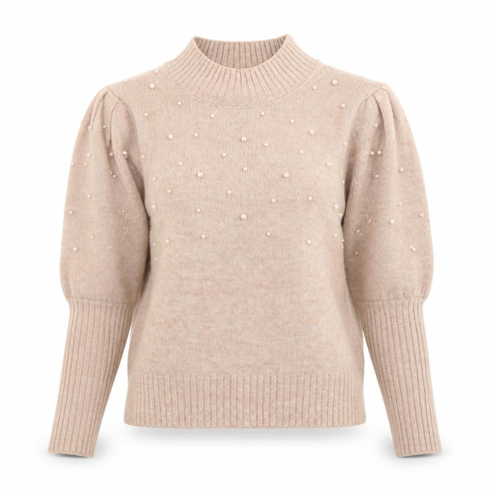 Front view of Primark women’s pink high neck acrylic jumper, size S