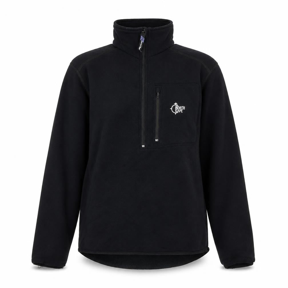 Front view of North Cape women’s black polyester full zip sweatshirt, size S, zip