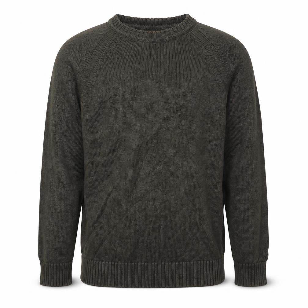 Front view of BHS men’s green round neck cotton jumper, size S