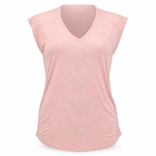 Front view of Next women’s pink polyester basic blouse, size UK 12, v-neck