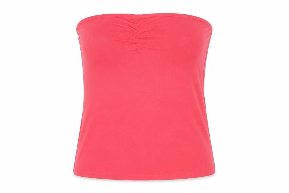 Front view of Papaya women’s pink cotton basic tank, size UK 14, off the shoulder