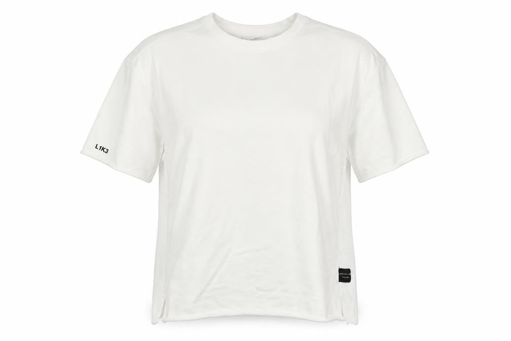 Front view of Bershka women’s white cotton pullover sweatshirt, size M, pullover