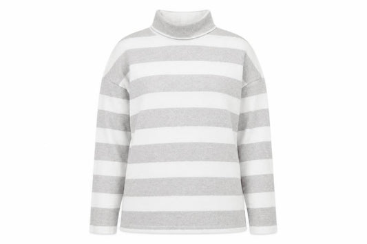 Front view of Tu women’s multicoloured roll neck striped polyester jumper, size UK 10