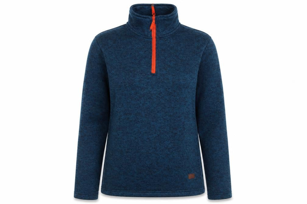 Front view of HIGEAR women’s blue polyester pullover casual, size UK 32, high neck zip