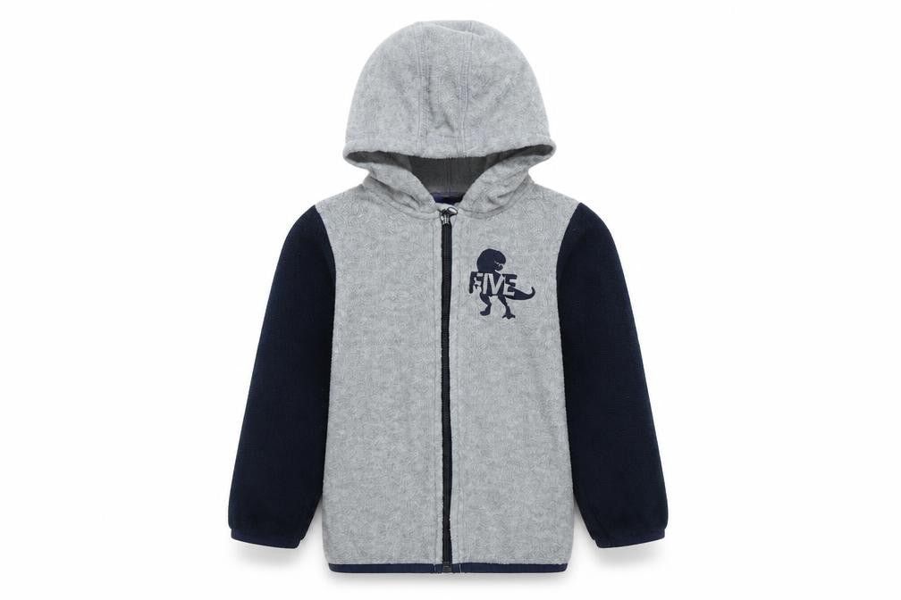 Lupilo Boys Grey Colourblock 100% Polyester Full Zip Hoodie Size 2-3 Years Zip
