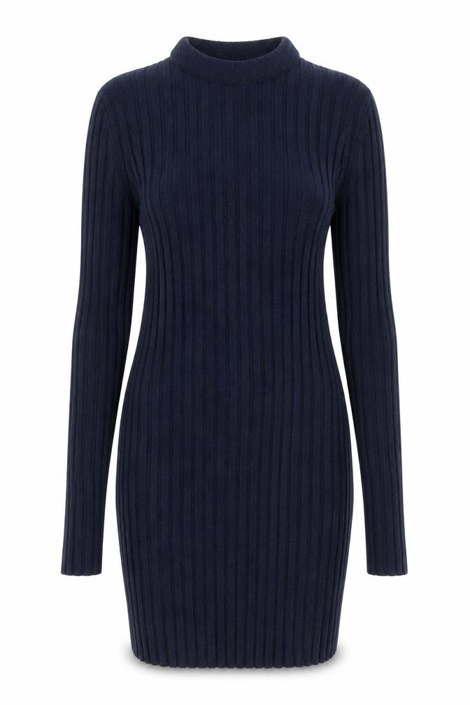 Front view of Next women’s blue high neck nylon jumper, size UK 8