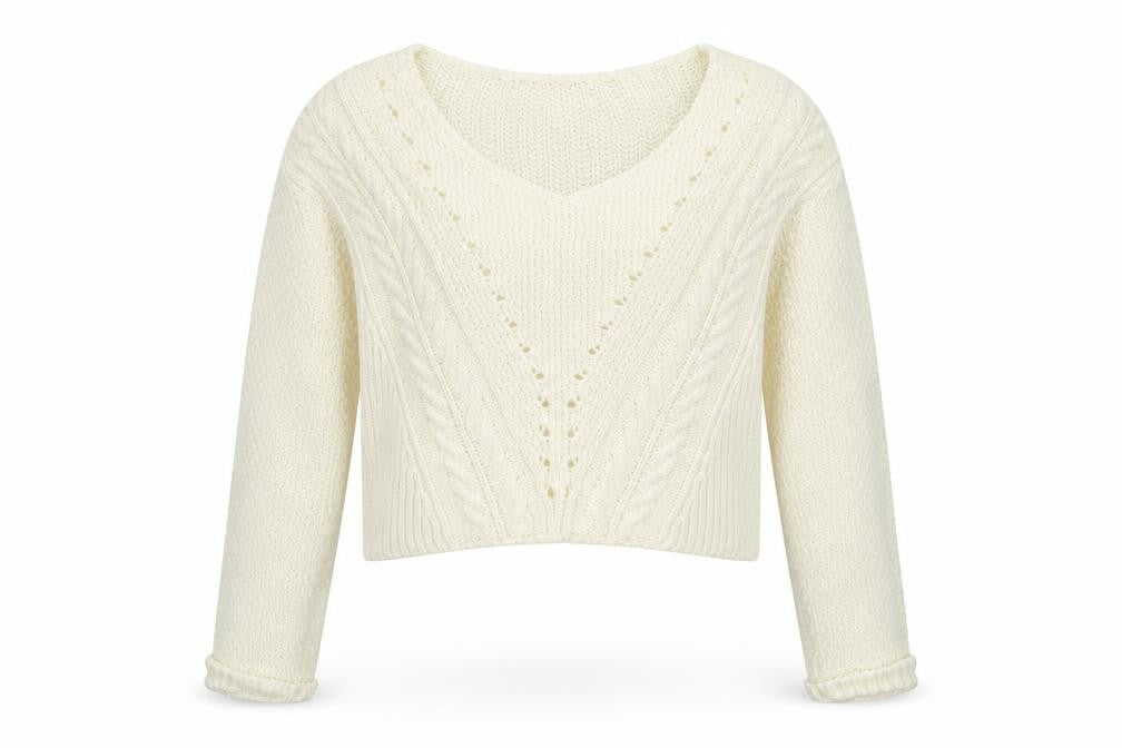 Front view of Topshop women’s white scoop neck cotton jumper, size UK 8