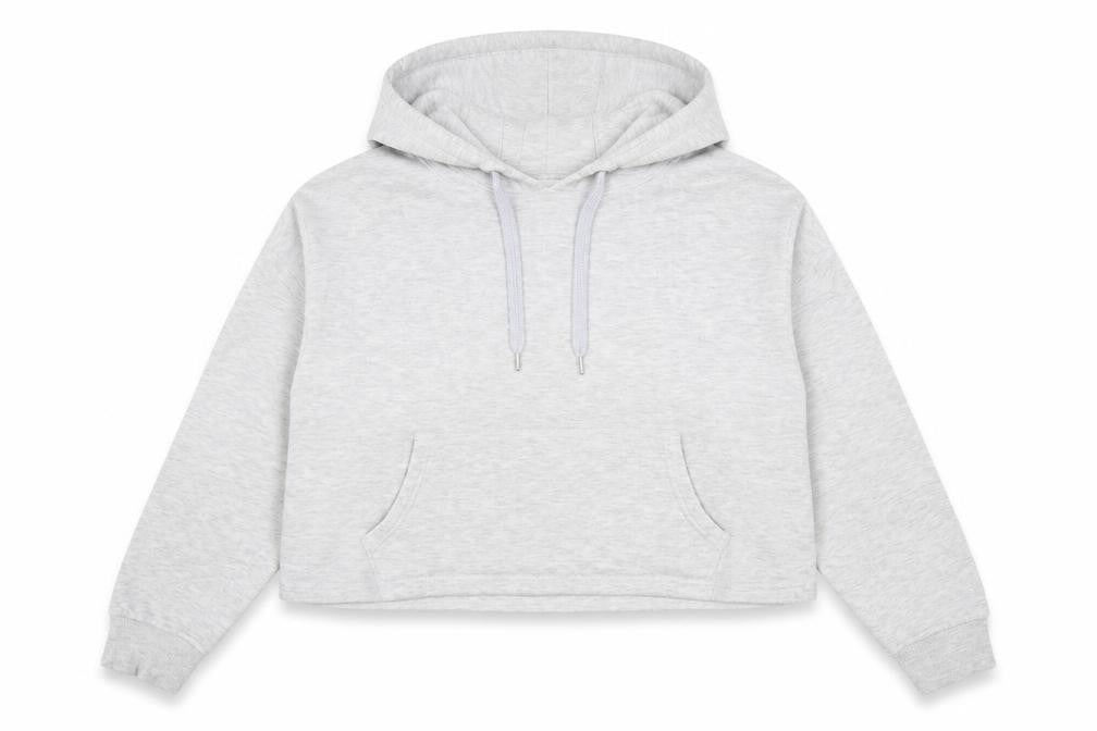 Front view of Primark women’s grey cotton pullover hoodie, size M, pullover - cropped