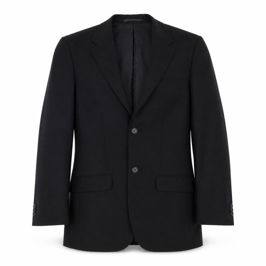 Front view of George men’s black polyester jacket suit jacket, size 36