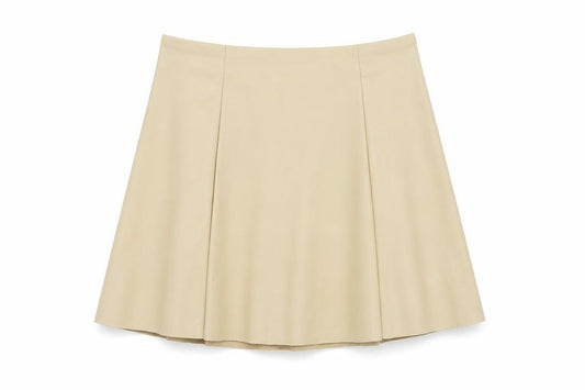 Front view of Primark women’s brown polyester skater skirt, size UK 28, in zip