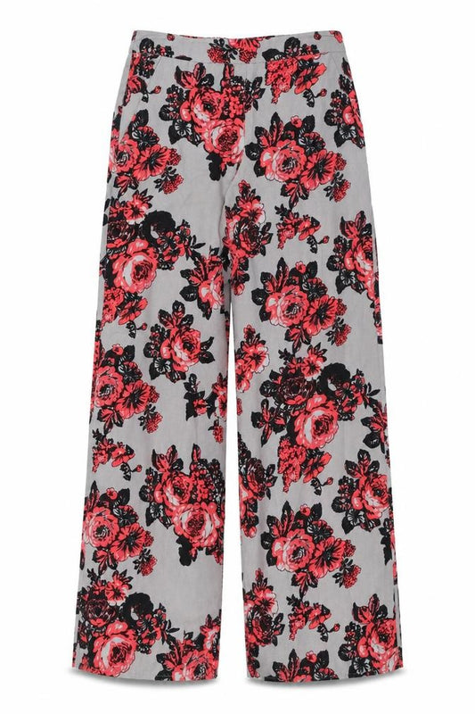Front view of Atmosphere women’s multicoloured floral polyester trousers, size UK 6, 30-inch leg regular - flowers