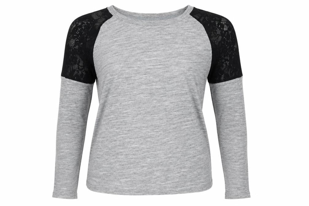 Front view of Zara women’s grey polyester basic t-shirt, size S, round neck
