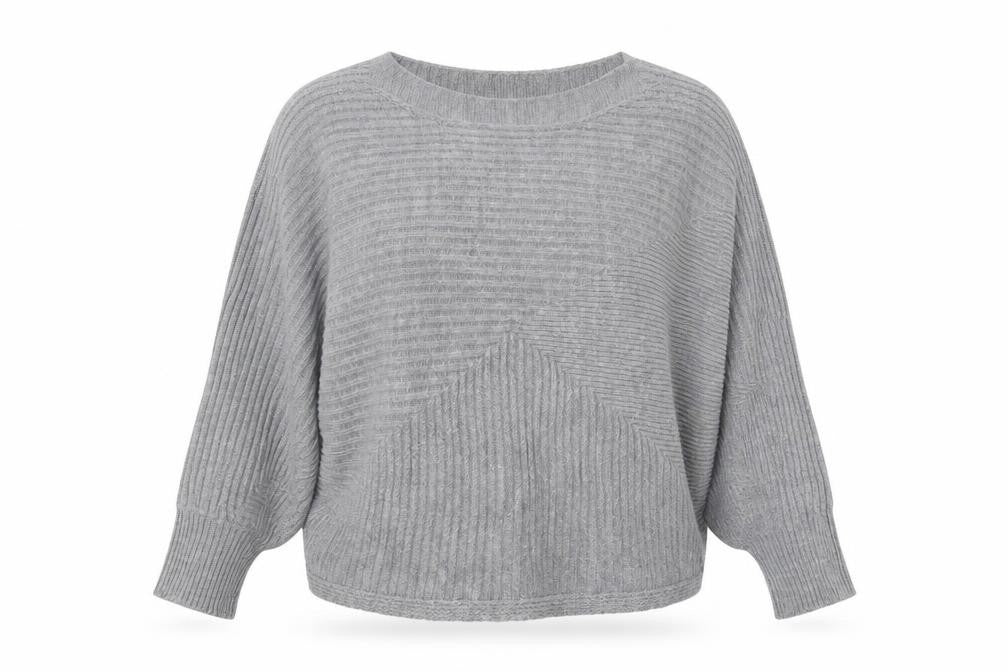 Front view of Tu women’s grey roll neck acrylic jumper, size UK 8