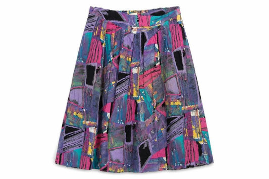 Front view of Essence women’s multicoloured polyester maxi skirt, size UK 36