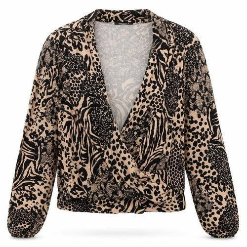 Roman Womens Black V-Neck Animal Print Viscose Pullover Jumper Size 12