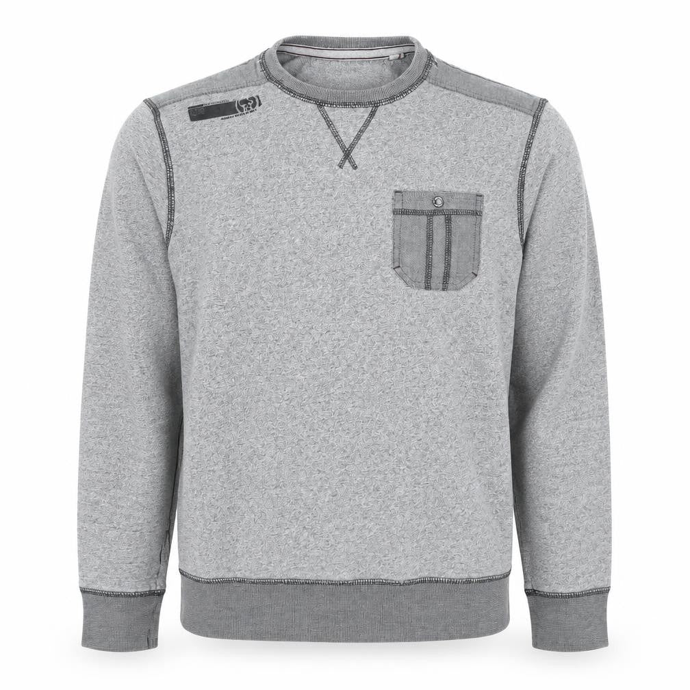 Front view of CWS men’s grey cotton pullover sweatshirt, size S