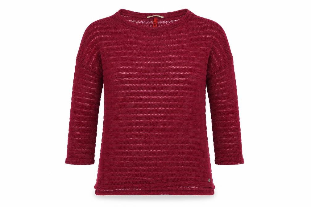 Front view of QS by s.Oliver women’s purple round neck polyester jumper, size S