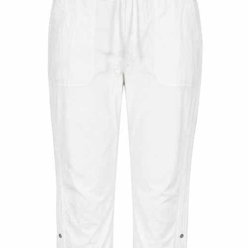 Khakis & Co Womens White Cotton Cropped Trousers Size 14 L23 in Regular Zip
