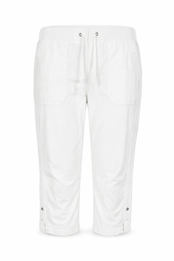 Khakis & Co Womens White Cotton Cropped Trousers Size 14 L23 in Regular Zip