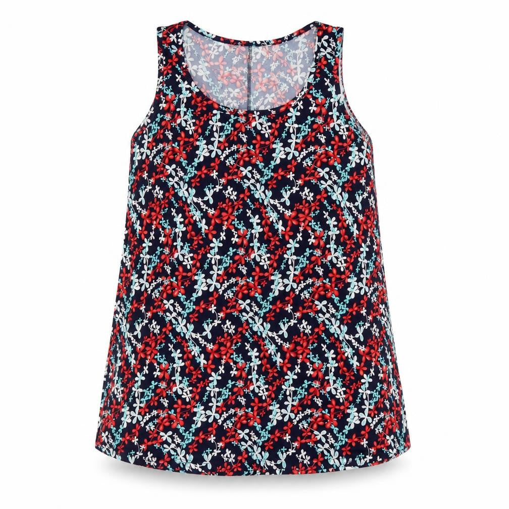 Preworn Womens Multicoloured Floral Polyester Tunic Tank Size S Scoop Neck