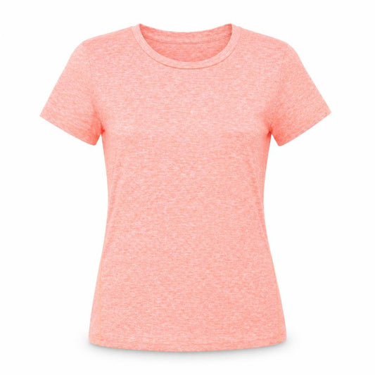 Front view of Icyzone women’s orange polyester basic t-shirt, size XS, round neck pullover
