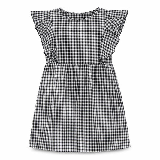 Front view of SHEIN women’s black gingham polyester a-line, size S, boat neck pullover